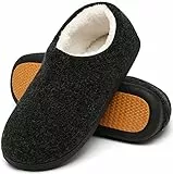 Mishansha Zapatillas Casa Hombre Pantuflas Invierno Zapatillas de Estar por Casa Hombre Cerradas Antideslizante Calentitas Slippers Zapatillas Invierno Negro,Gr.42