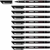 STABILO Marcador permanente OHPen - Caja con 10 unidades - Color negro - Punta superfina