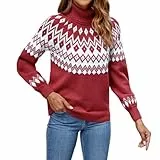 Genfien Jerséis para Mujer Jersey de Cuello Alto Manga Larga Jersey Suelto de Punto Tops Gruesos de Invierno Jersey de Navidad para Mujer Sweater Casual Invierno Otoño