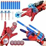 3 Juegos de Guantes de Lanzador, Guantes Spiderm Lanza Telarañas, Spiderm Juguetes Niño, Spiderm Launcher Glove, Guante Hero Launcher Lanzador de Héroes, Guantes de Plástico Cosplay para Niños