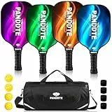 Palas de Pickleball, Juego de 4 paletas Ligeras de Grafito con 4 Bolas, Agarre y Bolsa de Repuesto, para Hombres y Mujeres
