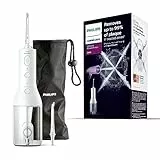 Philips Sonicare Irrigador oral Power Flosser 3000 sin cable con tecnología Quad Stream y Pulse Wave, HX3826/31, Negro, 3000, Blanco
