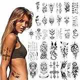 ACWOO Tatuajes Temporales Pegatinas, 40 Hojas 3D Realista Pegatinas de Tatuajes, Falso Tatuajes Pegatinas de Arte Corporal, Calcomanias Tatuajes Navidad Halloween para Mano Cuello Brazo Adultos Niños