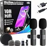 Nyxia® 2 Pack Microfono Inalambrico | Micrófono Solapa Wireless | Plug&Play, para iPhone Android iPad PC | Reducción de Ruido | Sonido Profesional | Movil Streaming Youtube TikTok Instagram Podcast