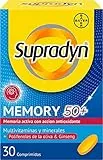Supradyn Memory 50+ Multivitaminas Para La Memoria Y Concentración, Vitaminas, Vitamina C, Minerales, Ginseng, Zinc, Sin Glúten, Sin Lactosa, Naranja, Amarillo, 30 Comprimidos
