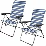 Aktive 62260 - Pack de 2 sillas Plegables Ligeras para Playa, jardín, terraza o Camping, Medidas 47x63x93 cm, 5 Posiciones, Robusta y Resistente, Incluye asa de Transporte