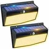 Peasur Luz Solar LED Exterior Jardin 368LED Luces Solares con Sensor de Movimiento, IP65 Impermeable Focos LED Exterior Solares, Superbrillante Lamparas Solares-2 Paquete
