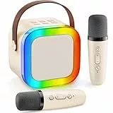 Gontence Karaoke Infantil 2 Micrófonos Inalámbricos - Microfono Karaoke para Niños - Micrófono Niños 3-12 Años - Juguetes Niña 3-6 Años - Festival Regalo Niña 3-12 Años - Mini Micrófono Karaoke Beige