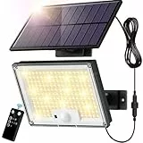SIGRILL Focos Exterior Solares, 172LED Luz Solar Exterior con Sensor de Movimiento 3 Modos, IP65 Lampara Solar con Mando a Distancia, 3500K Luz Solar Exterior Jardin Garajes