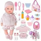 deAO Accesorios para Muñecas, Bebe Muñecas Juguete con Ropa, Biberones, Peluches, Bolsos, Juego para Muñecas para Jugar A Ser Mamá Y Papá - Muñeca No Incluida
