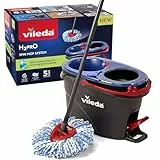 Vileda H2PrO Spin Sistema de Mopa, Doble Cámara de Separación de Agua, Escurrido sin Esfuerzo, Limpieza con Microfibra, Manos Libres, Diseño Ergonómico