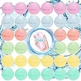 BNWRRCVKE Globos de Agua Reutilizables,36 Piezas Globos de Agua Llenado Rapido,Autosellantes Globo de Agua in Silicona,Globos Agua Reutilizables Silicona para Niños y Adultos Juegos de Agua