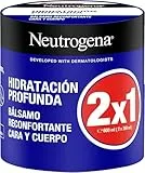 Neutrogena Fórmula Noruega Hidratación Profunda Bálsamo Reconfortante (Pack de 2 X 300 ml), crema hidratante corporal y facial con tecnología Pro-Ceramida para pieles secas