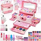 Kit de Maquillaje para Niño - 57 PCS Lavable de Maquillaje para Niñas,Juego de Maquillaje y No Tóxico,Regalo de Princesa para Niñas,Cumpleaños para Niñas Mayores de 4 5 6 7 8+ Años (Rosa)