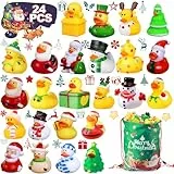 SCIONE 24PCS Patos de Goma Navideños Juguetes para el baño Juguetes de Navidad para Fiestas Infantiles Juguetes de Piscina para Baby Shower Premios para niños Productos para Fiestas de cumpleaños