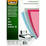 Fellowes Portadas para encuadernar de PVC transparente, formato A4, 150 micras, pack de 100 (5376001)