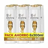 Pantene Champú + Acondicionador + Tratamiento 3 en 1 Repara & Protege Nutri Pro-V, para cabello débil y dañado, Combate los signos del daño, 300 ML x 6