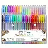 Betarami Juego de 48 bolígrafos de gel multicolor, 12 purpurina, 12 metálicos, 12 neón, 12 tiza acuosa, bolígrafos de gel de 1,0 mm para suministros de artistas, libros para colorear