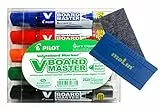 PILOT Rotuladores para pizarra V Board Master 5 rotuladores (A,N.R.V,NA) y Borrador