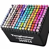 Tongfushop Rotulador de 204 Colores, Rotuladores Alcohol Doble Punta, 2S Secado Rápido Permanent Marcadores Base Alcohol con Bolsa de Almacenamiento y Espaciador para Niños, Adultos Cómics, Colorear