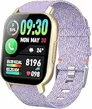 Lamshaw Tejida Correa Compatible con WeurGhy/Hoxe/Aycy/Csasan/Poounur Y6 1.85' Smartwatch Correa, Respirable Nylon Tela Correas de Repuesto para Mujeres y Hombres (Morado)