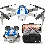 LE-IDEA Dron con Cámara 1080P, IDEA12 Mini Drones para Principiantes, Cámara de 90°, Posicionamiento Óptico por Flujo, Modo sin Cabeza, Dron Plegable para Adultos, Cuadricóptero RC, Azul