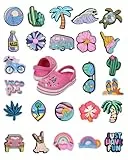 FUGLUS 25 PCS Pines para Crocs Zuecos Sanitarios,Adornos para Zapatos para Serie de Playa Verano,Accesorios de Decoración de Zapatos PVC,para Niñas Mujeres Niños,Regalos Fiesta Cumpleaños