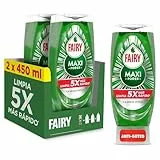 Fairy Maxi Poder Líquido Lavavajillas 2 x 450ml, Limpieza Fácil Y Sin Esfuerzo Incluso En Las Ollas Y Sartenes Más Grasientas