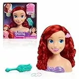 Just Play Cabeza para Peinados Princesa Ariel de Disney de 20 cm, 7 Piezas, Cabello pelirrojo, Juego de simulación, Juguetes para niños a Partir de XX años