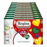 Paquete de 30 rollos de papel de cocina con diseño de reina de corazones. 50 hojas por rollo. Gran absorción, grueso y resistente. Papel 100% certificado FSC®.