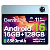 DOOGEE U11 2025 Android 16 Tablet 11 Pulgadas, 16GB RAM+128GB ROM (TF 2TB), 8580mAh Octa Core 5G WiFi Tablet Niños | Widevine L1 | Bluetooth 5.0 | 13MP+5MP | Face ID | GPS | OTG