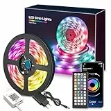 Mexllex Luces LED 15m, Tiras LED RGB Colores Luces Habitacion con Control Remoto y App Control, Cambia el Color con la Musica, Para Decoración de Bares, Fiestas, Cocina