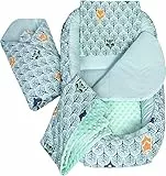 Medi Partners Nido Bebe Recien Nacido Reductor de Cuna - 100x60x15 Juego de 5 Piezas bebés anticolicos Bilateral Portátil o de Viaje 100% Algodón (Bosque con minzer Minky)