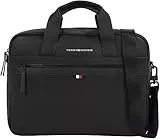 Tommy Hilfiger Maletín para portátil Hombre Essential PU Computer Bag 14 pulgadas, Negro (Black), Talla Única