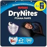 Huggies DryNites Pañales de Noche para Niño 4-7 (17-30 kg), Clínicamente Probado con 5 Capas de Máxima Protección Nocturna, 3 Packs de 10, Total 30 Bragas Absorbentes