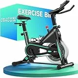 DMASUN Bicicleta Estática en Casa con Resistencia Ajustable, Bicicleta Estatica Silenciosa con Monitor LED, Cómodo Cojín de Asiento, App Propia, Capacidad de 160 kg, Entrenamiento Aeróbico