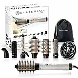 Bellissima Imetec Air Wonder, Moldeador, Cepillo de aire caliente, Tecnología Ion, Cepillos con revestimiento de cerámica y queratina, Seca, Da volumen, 8 Accesorios, 1000 W, Color Blanco Satinado