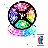 Vinmooog Tira LED rgb luces, 5M, USB 5050 Tiras led para habitacion con 16Colores Control Remoto IR y Controlador para TV, Fiesta, Bar y Pasillo [energética A]