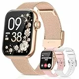 AIMIUVEI Reloj Inteligente Mujer, Smartwatch Mujer con Llamadas 5.3, Función Femenina, 24H Pulsometro SpO2, 120+ Modos Deportivos, Monitor de Sueño, Calorías, Podómetro para Android iOS Rosa Oro