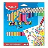 Maped - Pinturas de Madera - Lápices de Colores Estuche - 48 Pinturas con Presentación en Caja de Cartón - Colores Vibrantes - Acabado