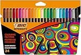 BIC Intensity, Rotuladores de Punta Fina (0,9 mm), Colores Surtidos de larga duración, Paquete de 24 uds.