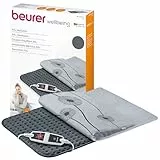 Beurer HK 125 Almohadilla eléctrica, esterilla eléctrica en formato XXL, con 6 ajustes de temperatura, desconexión automática e interruptor LED, lavable a máquina, gris, 60 x 40 cm