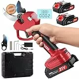 Tijeras De Podar Electricas 50mm, Con pantalla, 2 Baterías De 2000 Mah, Continuado 4-8 Horas, El diámetro de corte es ajustable en dos marchas (35/50mm), Adecuado Para Huertos, Jardines y Granjas