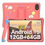 TABWEE Tablet Niños 10 Pulgadas, Android 15 Tablet, 12GB RAM +64GB ROM (2TB Expandible), WiFi 5G, Bluetooth 5.0, 5000mAh, Control Parental, Tableta Educativa para Niños con Funda Eve