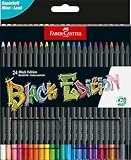Faber-Castell 116424 Black Edition Caja de 24 Lápices de Colores Vibrantes, Resistentes a la Rotura y Empuñadura Ergonómica, Lapices Colores para Pintar y Colorear en Papel Claro y Oscuro