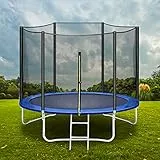 HomeMiYN Trampolín exterior para interior de 183/244/305/366 cm de diámetro para interiores, juego completo con barras acolchadas, escalera, cubierta de borde, red de seguridad (183 cm de diámetro)
