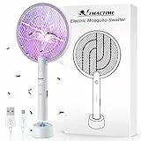TMACTIME Raqueta Matamoscas Electrica - 2 en 1 Mata Moscas Electrónico 4000V Luz LED Recargable por USB con Batería, Apto para el Hogar, Dormitorio, Ccocina, Balcón