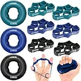 FitBeast Entrenador de Fuerza de Agarre, Ejercitador de Dedos, Fortalecedor de Antebrazo Kit - 9 Piezas, Fortalecedor de Agarre de Mano para Fuerza Dirigida, Alivio & Recuperación, Azul Oscuro