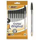 BIC Cristal Original - Bolígrafos punta media, 1.0 mm, Blíster de 10 unidades, Negro