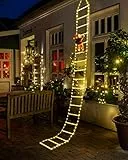 Geemoo 3 Metros Guirnalda Luces de Navidad con 338 LED Escalera con Papá Noel, Temporizador, 8 Modos, Decoración Interior Exterior para Fiestas, Casa, Balcón, Árbol (Blanco Cálido)